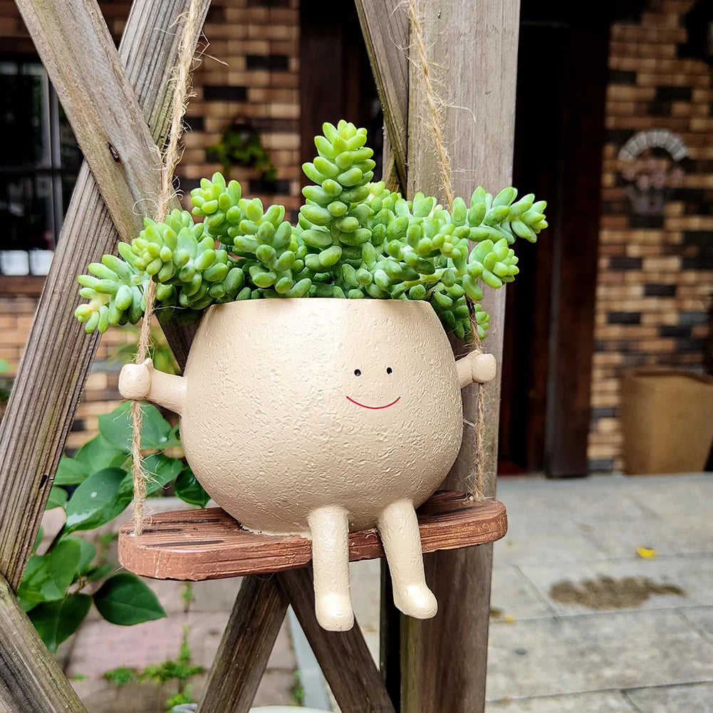 Smiling Face Resin Wall Planter — Perfect for String of Pearls