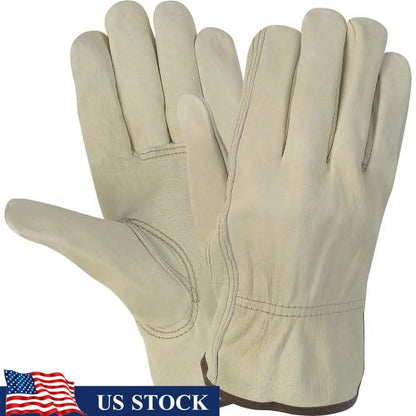 Cowhide Leather Work Gloves Unisex Large Size