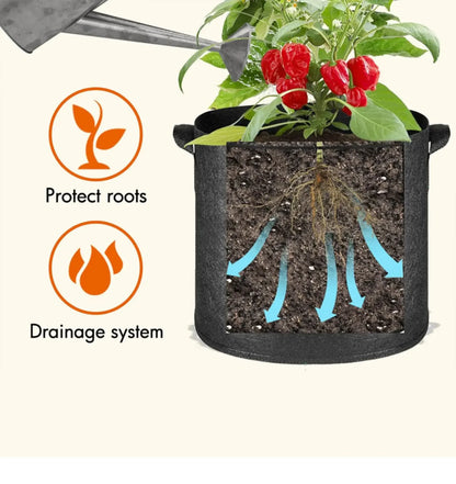 5‑Pack Grow Bags — Aeration Fabric Pots with Handles