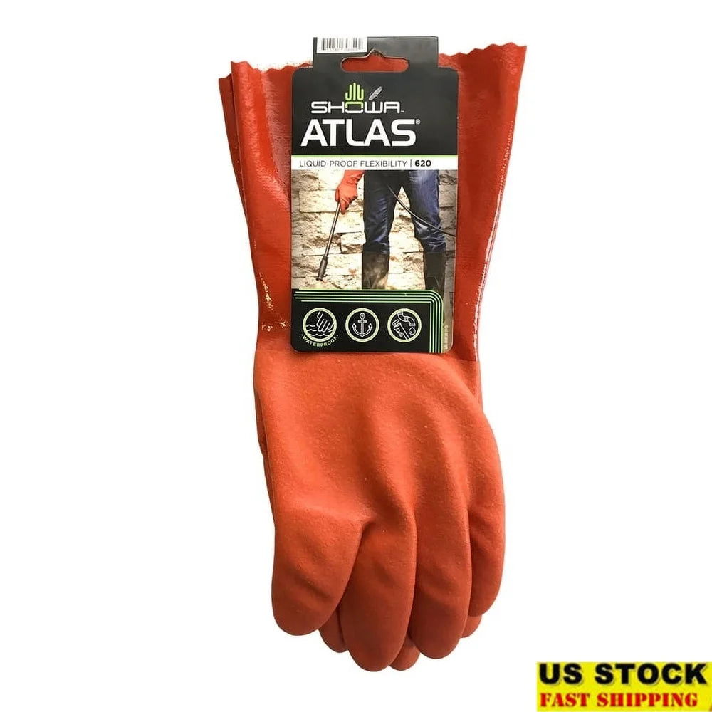 Unisex Chemical Resistant Gloves Waterproof Grip Cotton Liner 12 Pairs S Size