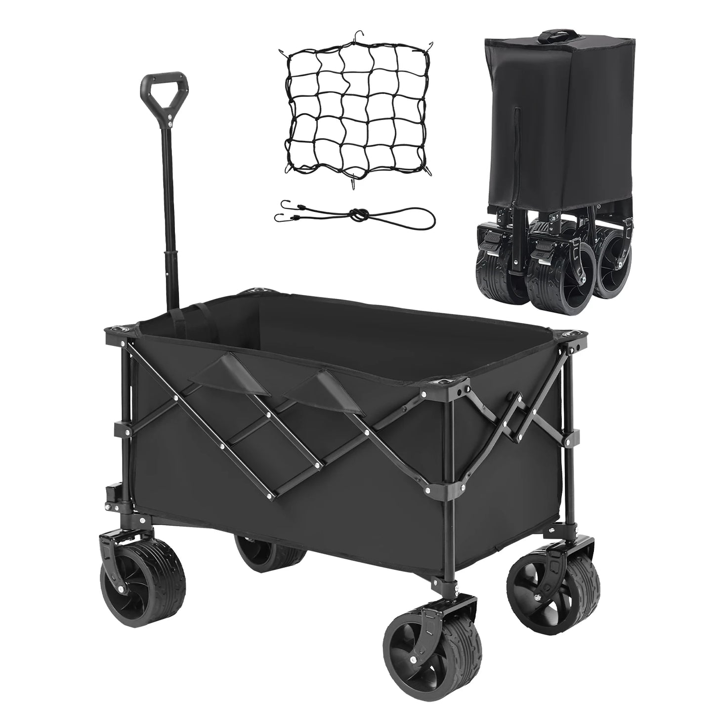 Collapsible Folding Wagon Cart with All-Terrain Wheels