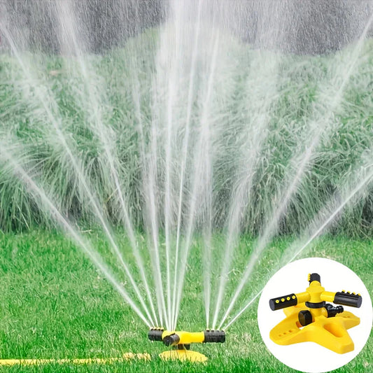 Keep your garden green and thriving with this Yellow 360° Automatic Rotating Sprinkler Head
