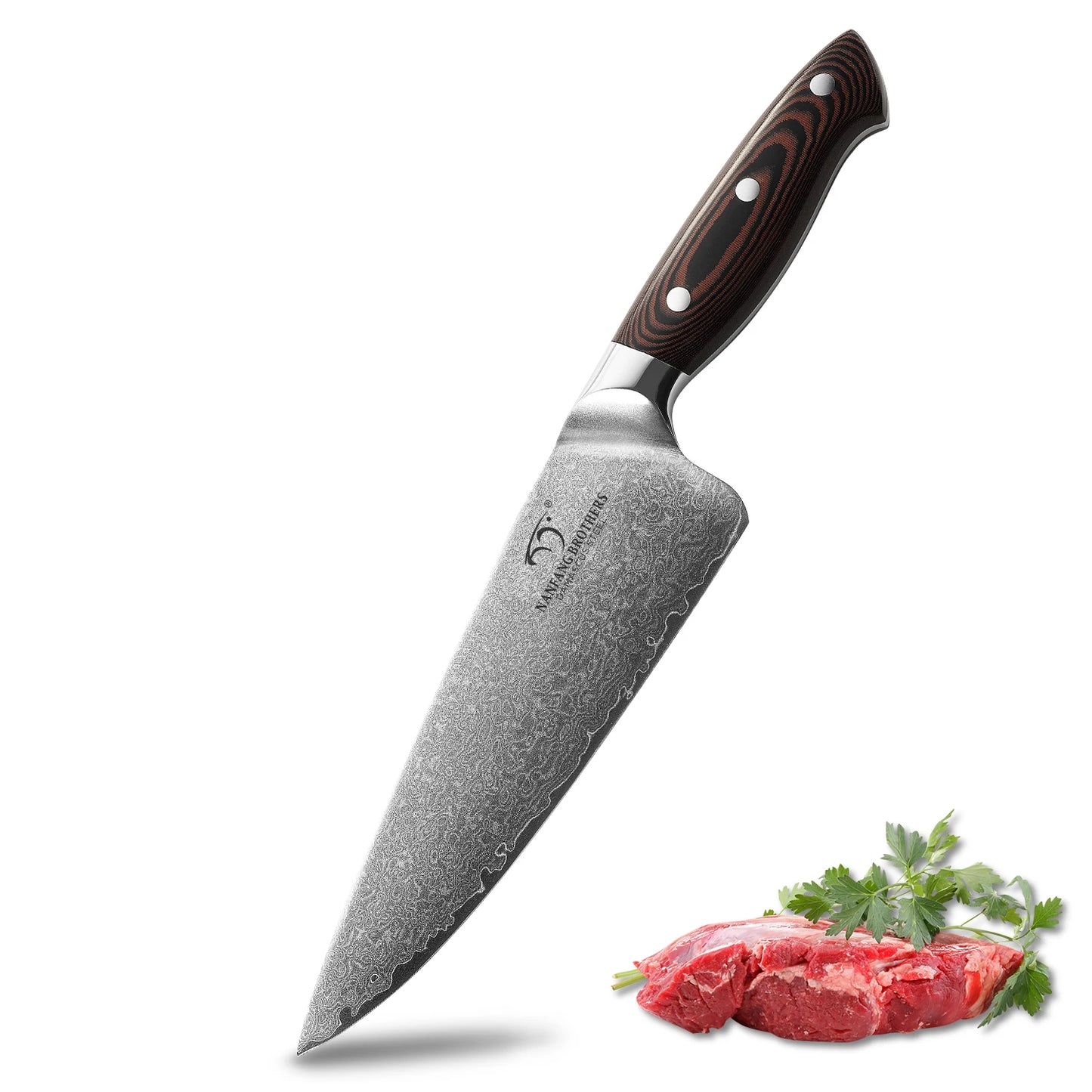 8 Inch Damascus Kitchen Chef Knife, Ergonomic Micarta Handle, Professional Steel VG10