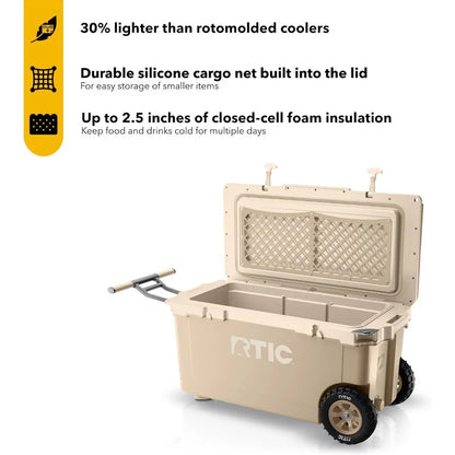 72 Quart Ultra-Light Wheeled Cooler Hard Insulated