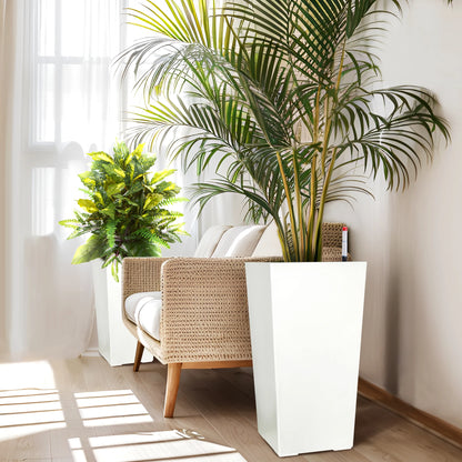 2 PCS 22.4 Inch Tall Planter - Black and White tapered Planter