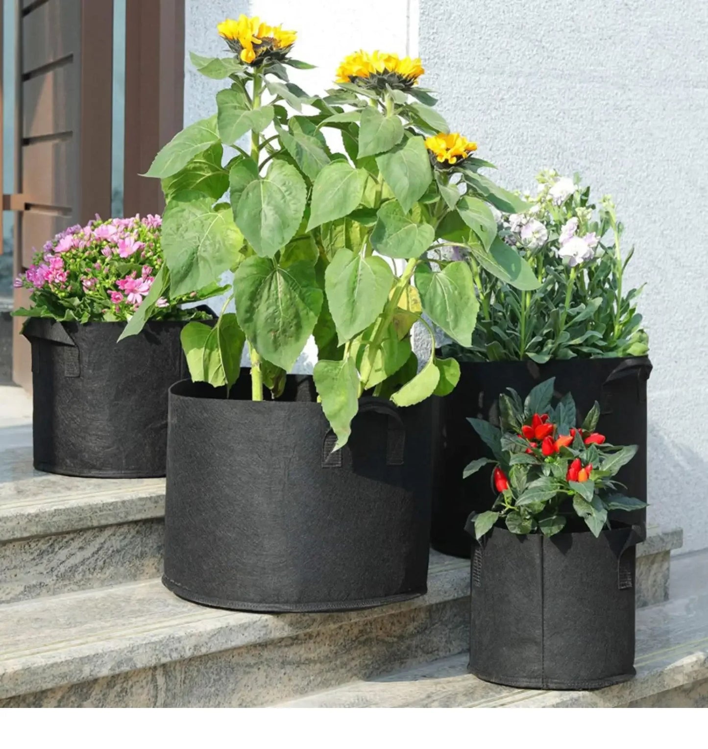 5‑Pack Grow Bags — Aeration Fabric Pots with Handles