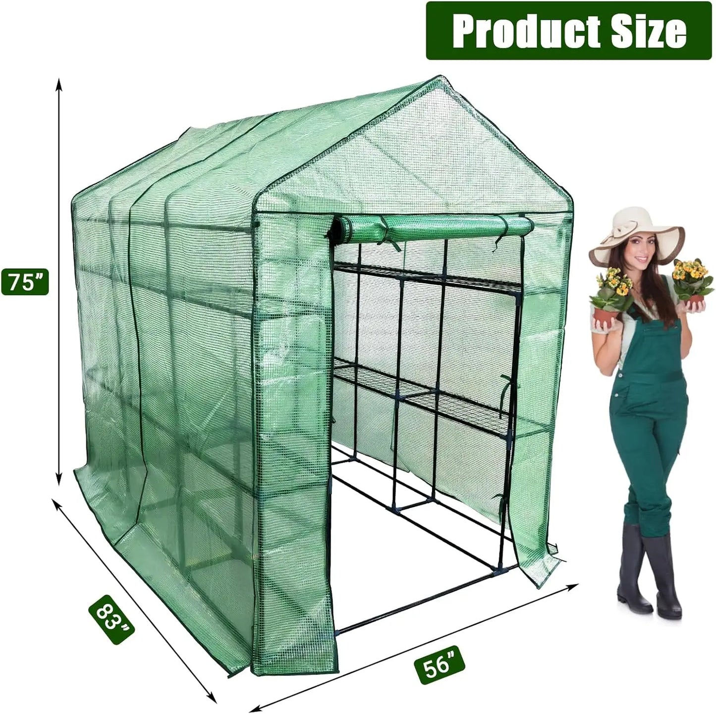 Greenhouse Roll-Up Zippered Door Anchors and Ropes