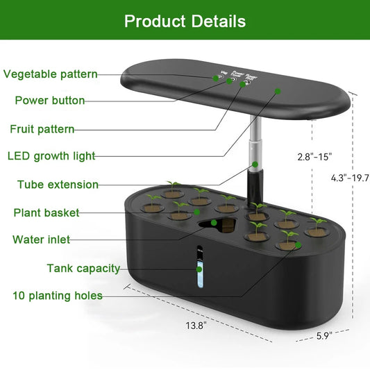 Hydroponic Growing System Indoor Garden with Automatic Timer LED Growth Lamp