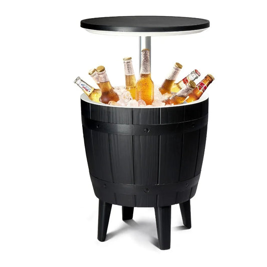 10‑Gallon Black Ice Bucket Side Table — Outdoor Beverage Cooler