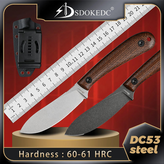 DC53 Fixed Blade Knife Micarta Handle With Kydex Sheath