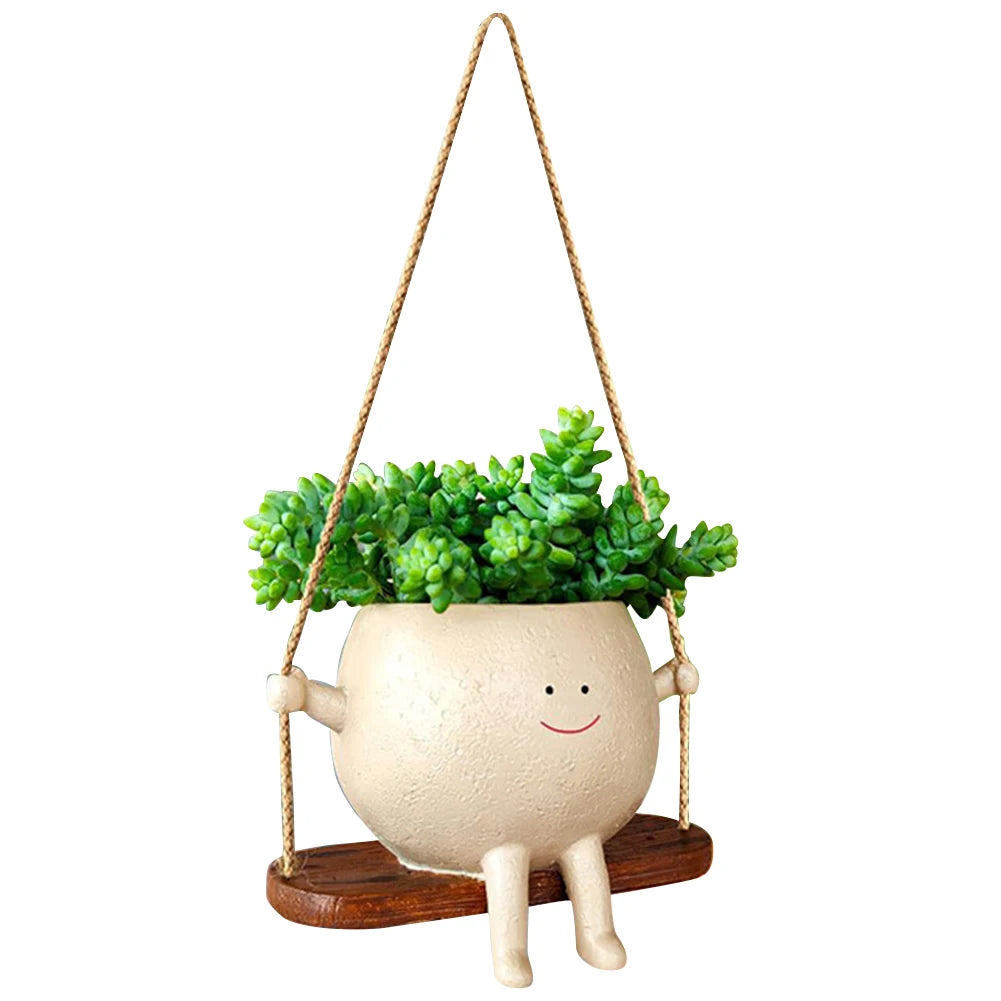 Smiling Face Resin Wall Planter — Perfect for String of Pearls