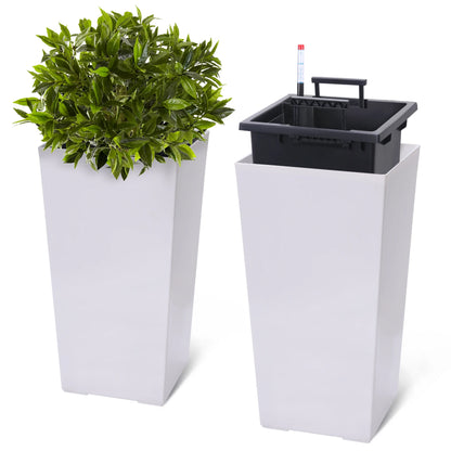 2 PCS 22.4 Inch Tall Planter - Black and White tapered Planter