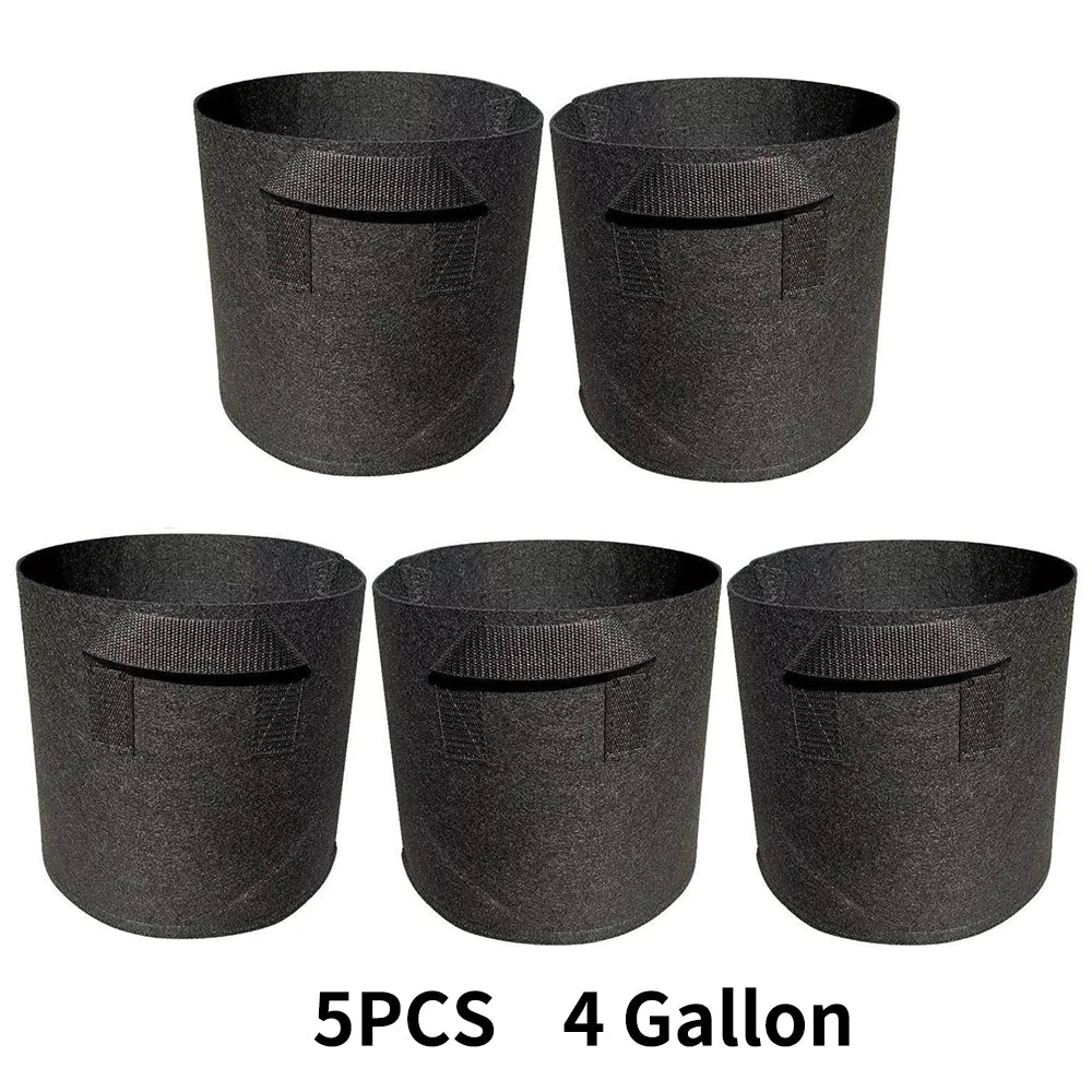 5‑Pack Grow Bags — Aeration Fabric Pots with Handles