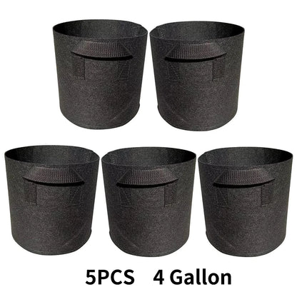5‑Pack Grow Bags — Aeration Fabric Pots with Handles