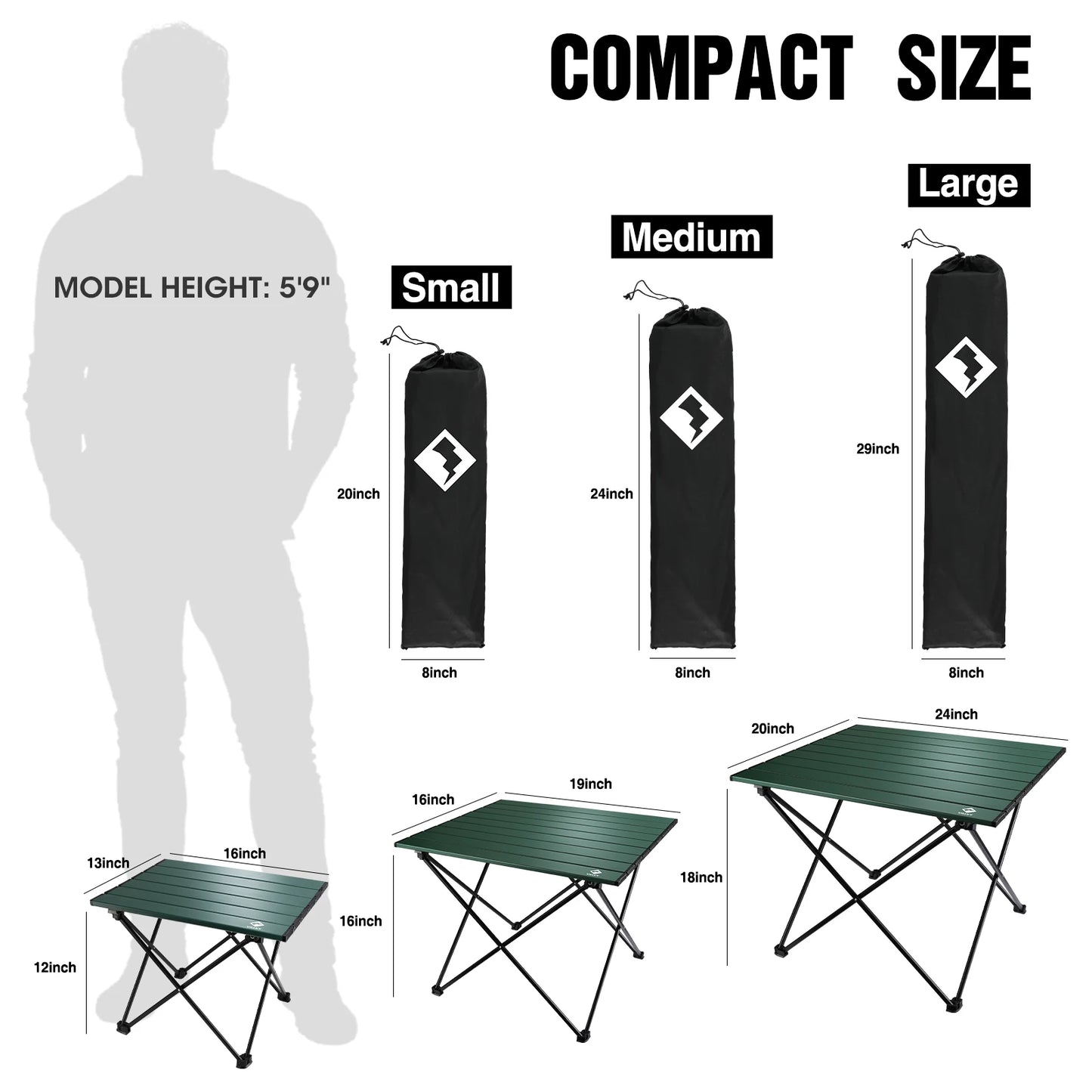 Portable Camping Side Table, Ultralight Aluminum Folding Table with Carry Bag