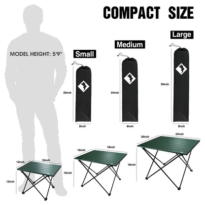 Portable Camping Side Table, Ultralight Aluminum Folding Table with Carry Bag