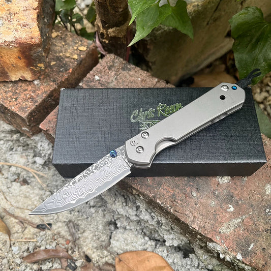 Chris Reeve Damascus Steel Hunting Folding Knife with Clip