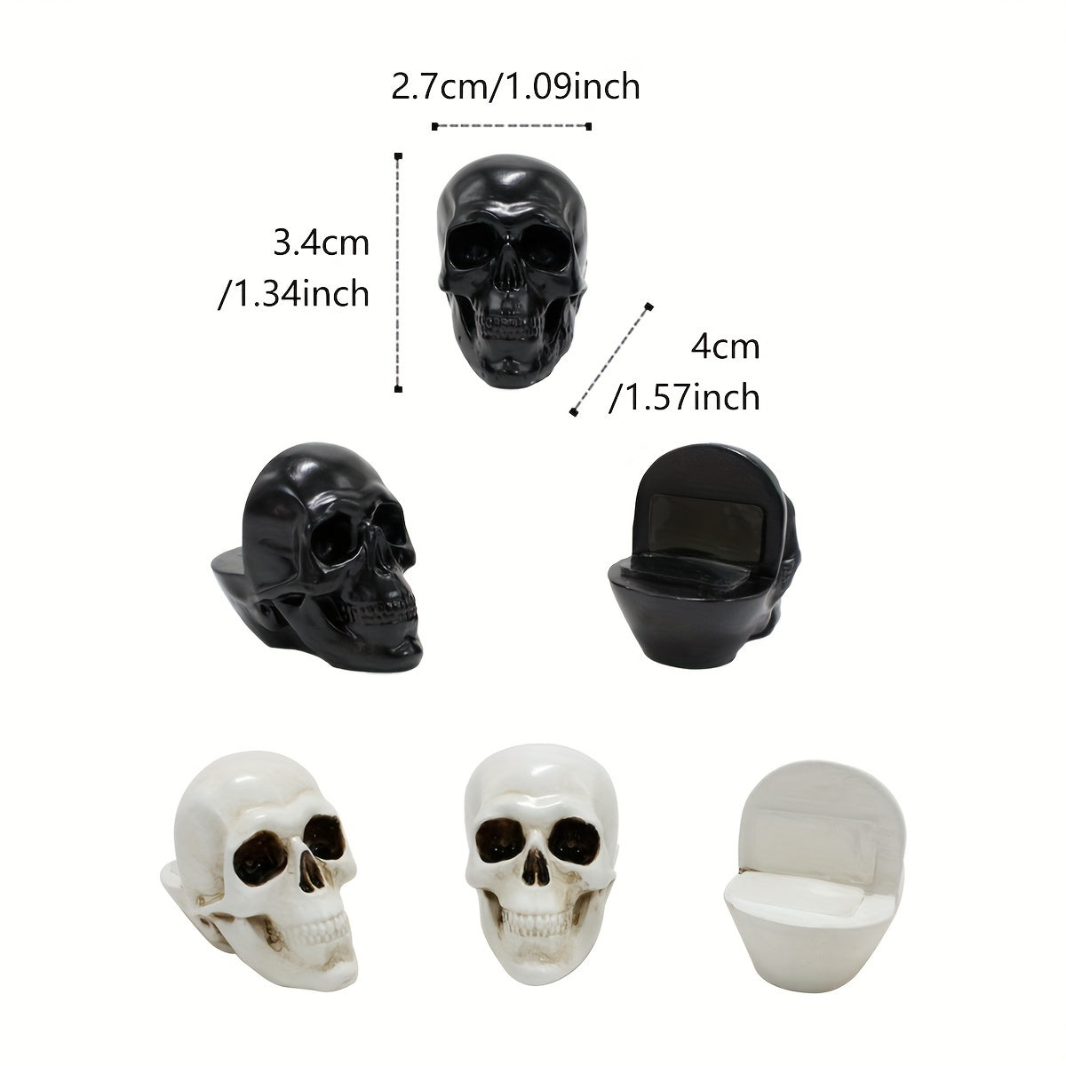 Spooky Skull Resin Planter Set Of 6 - Halloween Decorative  Skull Planter Pots